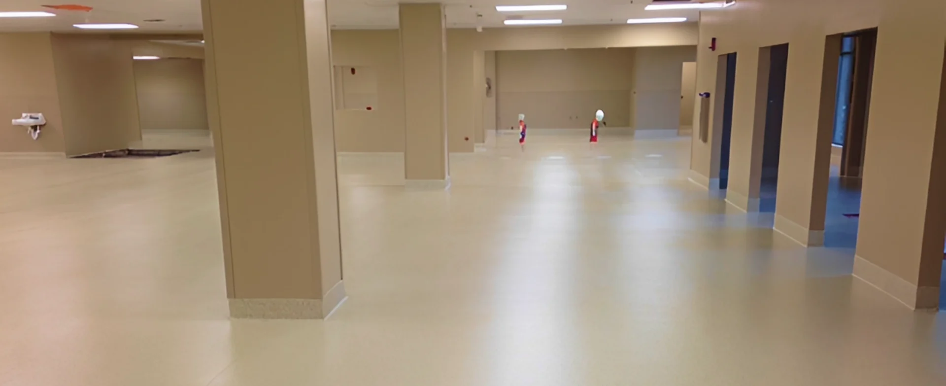 Large empty room with neutral colors